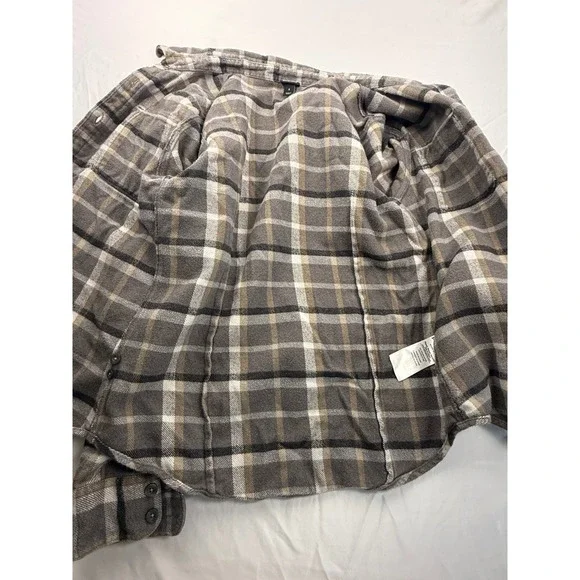 Patagonia Womens Organic Cotton Flannel Shirt Grey Tan Plaid Button Down S - Picture 8 of 13